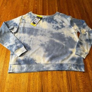 Splendid Tie Dye Waffle Knit Thermal Long Sleeve Top Blue White Cotton Blend S